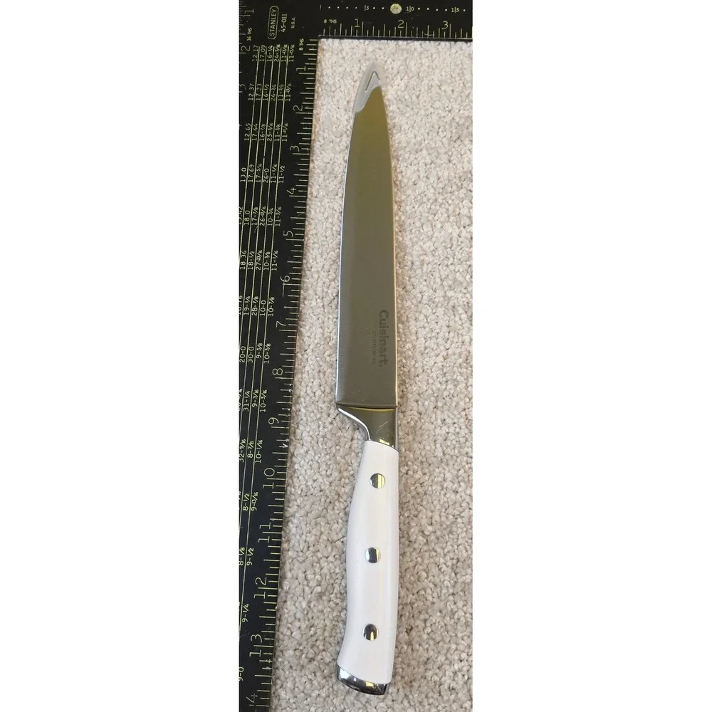 Cuisinart Slicing Knife White Stainless Steel Triple Rivet C77WTR15P-8SL